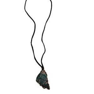 Handcrafted  leather cord necklace with quartz Gem stone